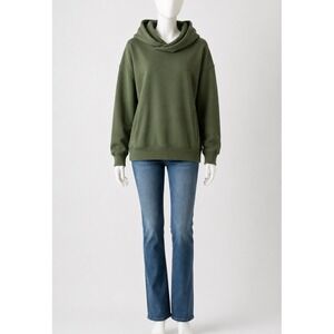 zyia Olive Green Cowl Neck Hoodie Sweatshirt Moon Logo Relaxed Fit Pullover